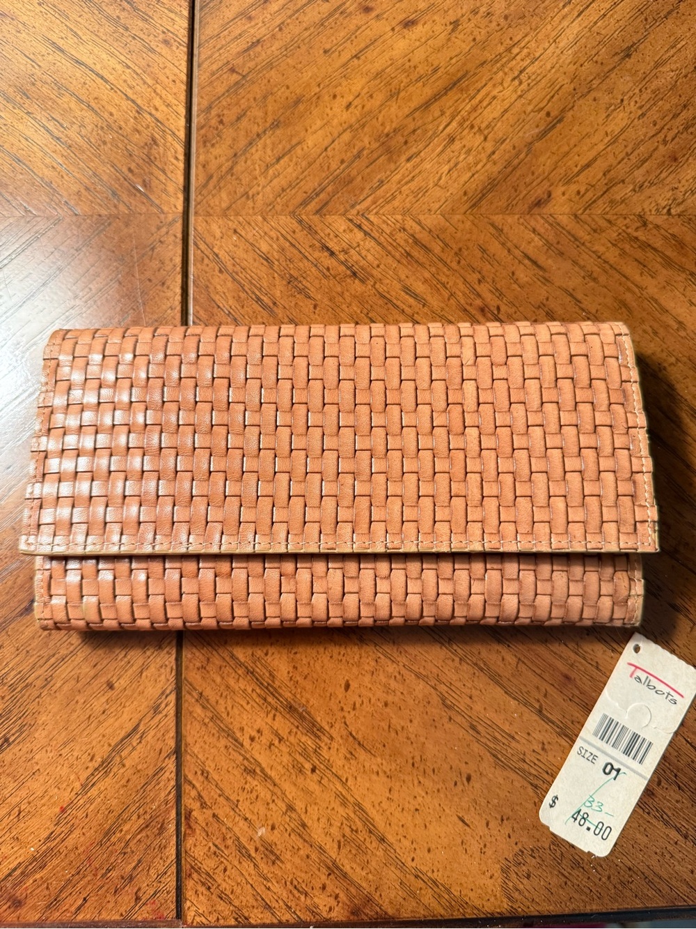 Talbots Woven Leather Long Wallet - Peachy Tan